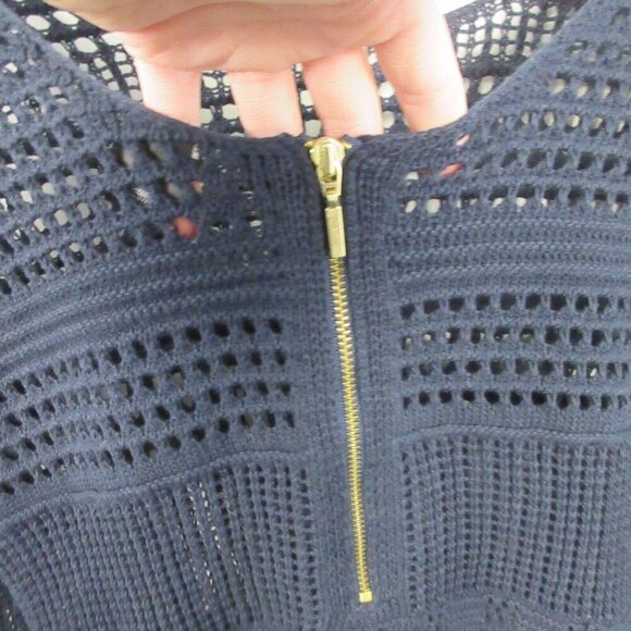 Club Monaco Open Knit Sweater Top Women S Crochet Black Cotton Blend Luxury 276 - Picture 7 of 11